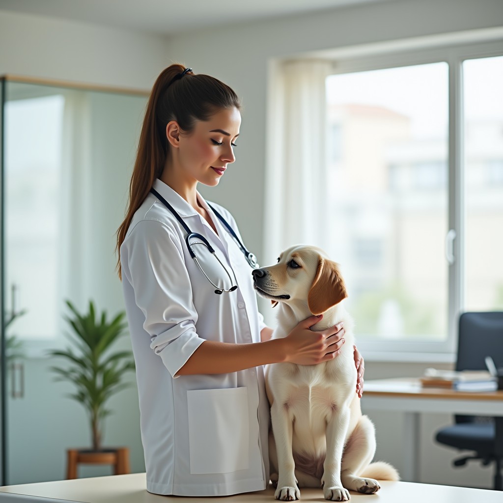 Lekarz weterynarii ze zwierzęciem